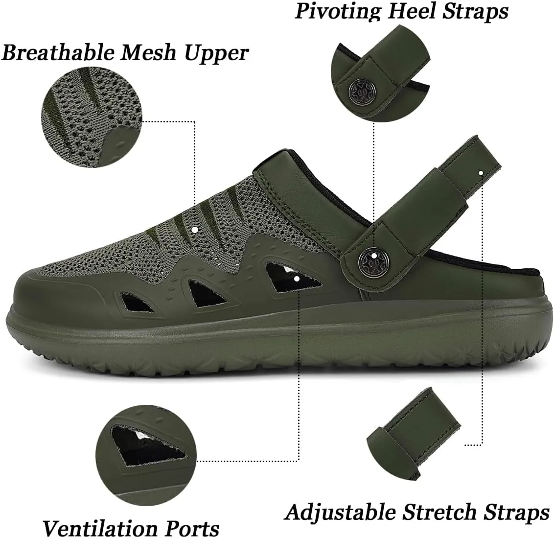 Men's Women's Clogs Garden Shoes Slip On Sandals Breathable Summer Orthotic Walking Slippers with Plantar Fasciitis Soles