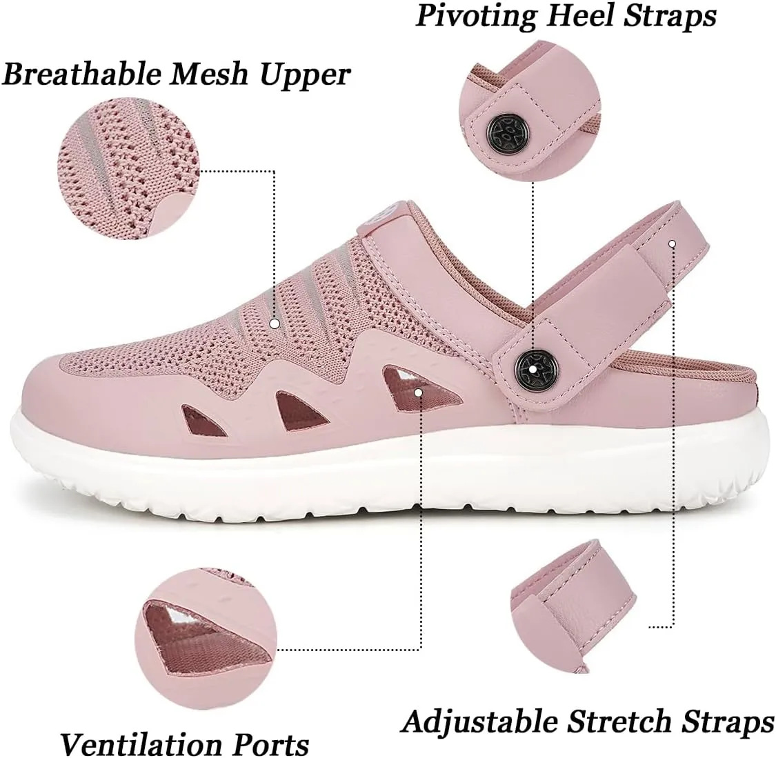 Men's Women's Clogs Garden Shoes Slip On Sandals Breathable Summer Orthotic Walking Slippers with Plantar Fasciitis Soles