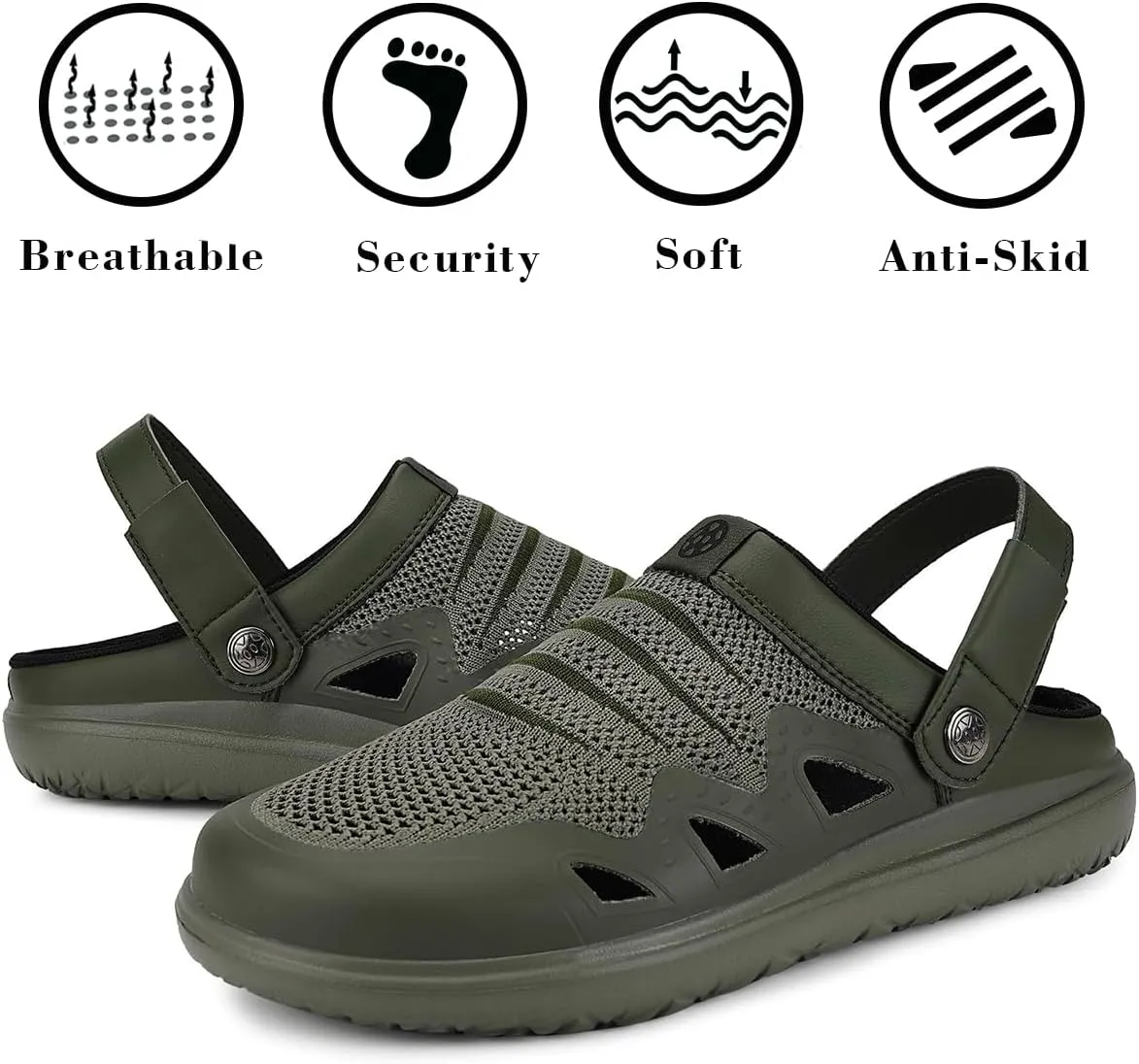 Men's Women's Clogs Garden Shoes Slip On Sandals Breathable Summer Orthotic Walking Slippers with Plantar Fasciitis Soles
