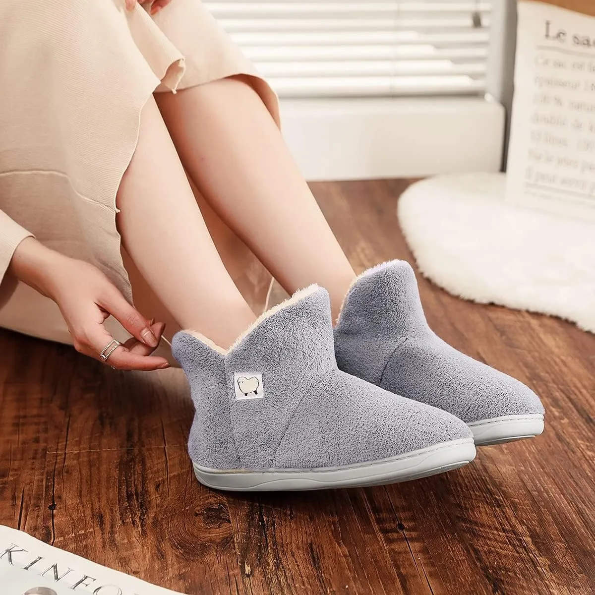 Mens Womens Comfort Slippers Plush Lining Winter Booties Slipper Memory Foam House Shoes Warm Boots Slippers