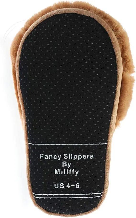 Millffy Unisex Kids Girls 3D Big Head Realistic Kitty Cat Womens Tabby cat Plush Fuzzy Slippers Ladies House Slippers
