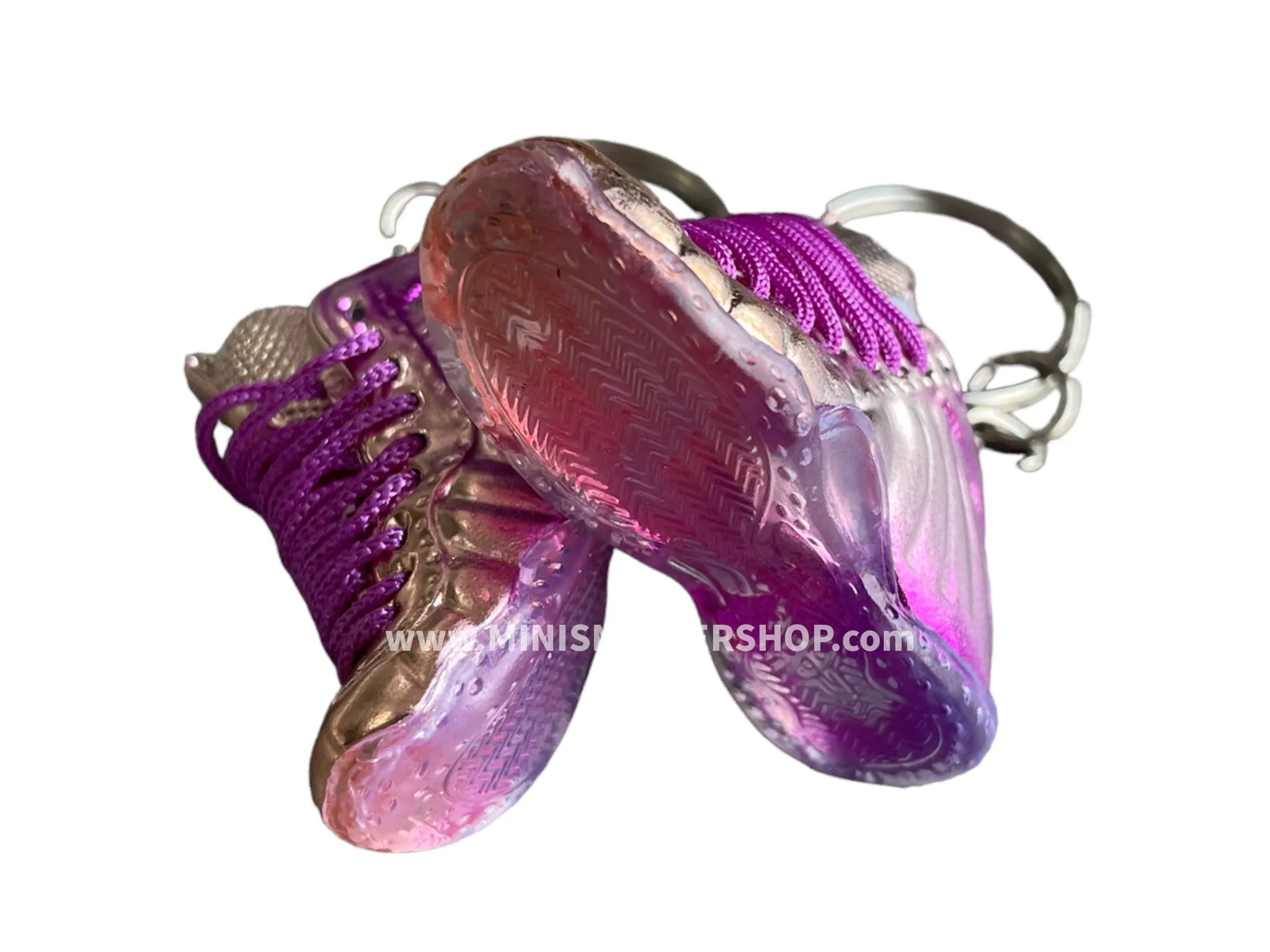 Mini sneaker keychain 3D Foamposite - Metallic Pink