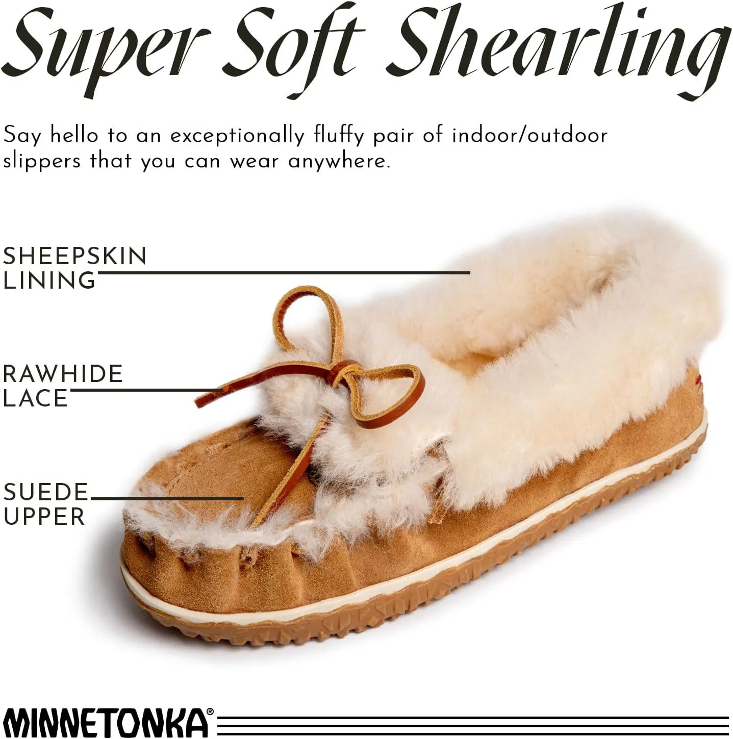 Minnetonka Ultimate Sheepskin Slipper – Indoor/Outdoor Slippers for Women with Hard Sole Design and Breathable Sheepskin