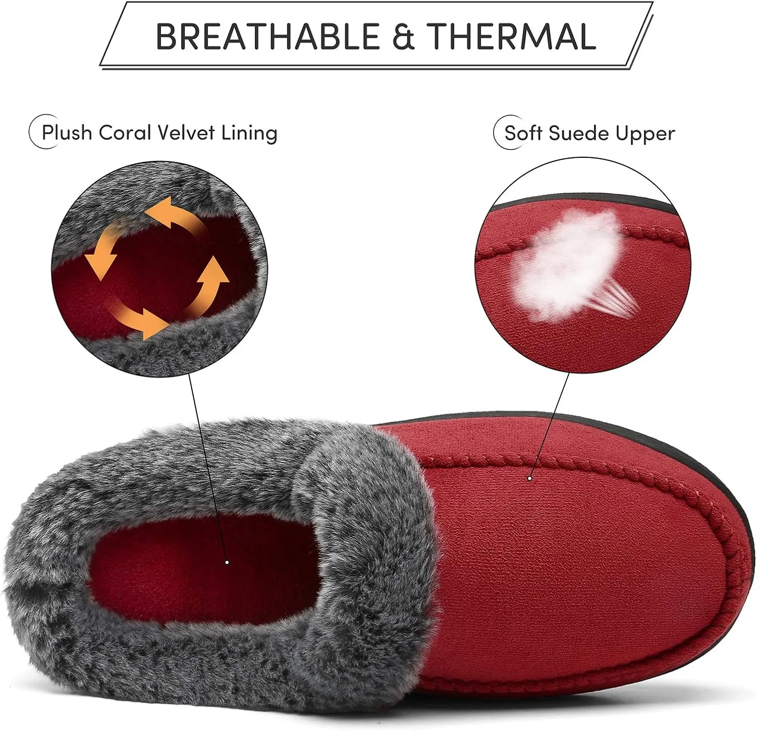 Mishansha Women's House Shoes Memory Foam Suede Moccasin Slippers Winter Warm Fleece Lined Home Shoes with Anti-Skid Rubber Sole