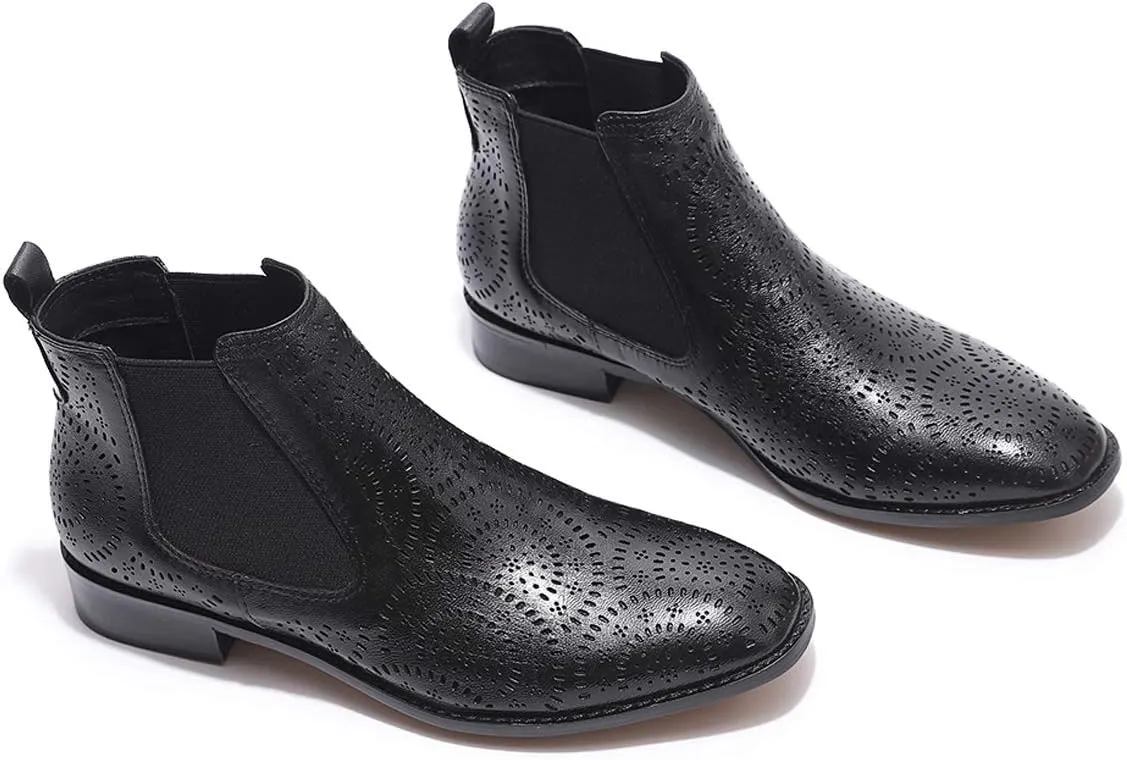 Mona flying Womens Comfort Leather Chelsea Boot Chic Low Heel Pull on Ankle Booties