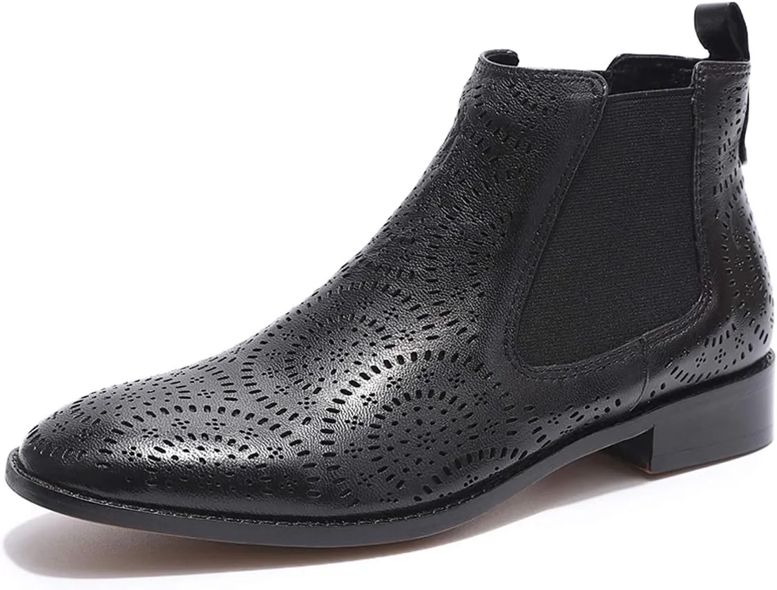 Mona flying Womens Comfort Leather Chelsea Boot Chic Low Heel Pull on Ankle Booties