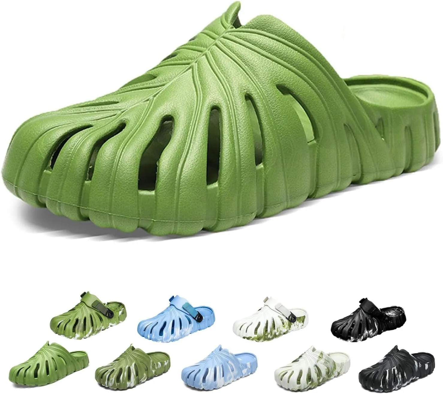 Monstera Slippers, Monstera Leaf Slides, Monstera EVA Thick Sole Pillow Slippers, Non Slip Quick Drying Breathable Beach Monstera Slides for Women Men