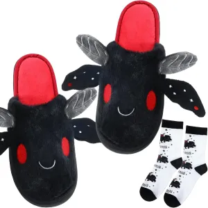 Mothman Cute House Slipper with Sock Winter Warm Mothman Gift for Women Men Cryptids Plush Animal Slippers
