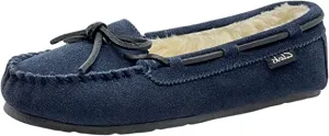 Navy Slip Breathable Slipper Suede Clarks Comfortable Lined Moccasin Fur Resilient On Faux Low-cost deal