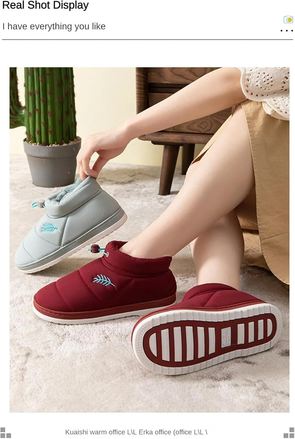 Nevka Fuzzy Slipper with Warm Plush Water & Wind Proof Non-slip Grip for Cozy Secure Steps Winter Comfort Redefined