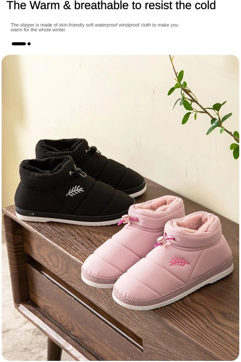 Nevka Fuzzy Slipper with Warm Plush Water & Wind Proof Non-slip Grip for Cozy Secure Steps Winter Comfort Redefined