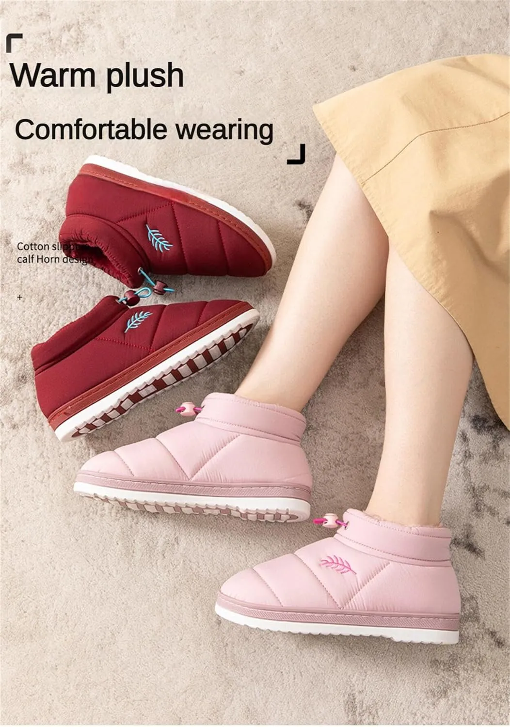 Nevka Fuzzy Slipper with Warm Plush Water & Wind Proof Non-slip Grip for Cozy Secure Steps Winter Comfort Redefined