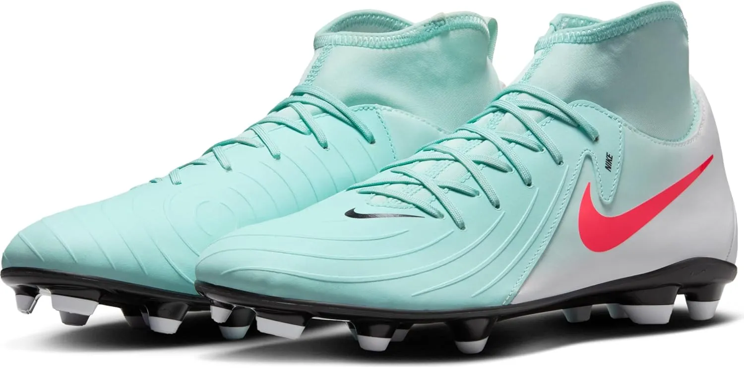 Nike Phantom Luna 2 Club MG High-Top Soccer Cleats (FJ2558-300, Mint/Off Noir/Atomic Red)