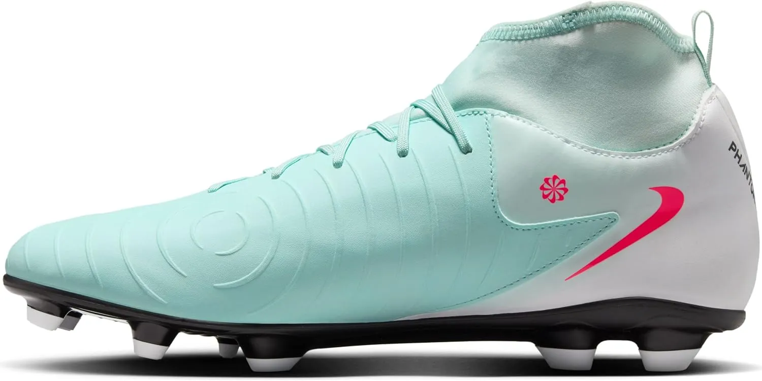 Nike Phantom Luna 2 Club MG High-Top Soccer Cleats (FJ2558-300, Mint/Off Noir/Atomic Red)