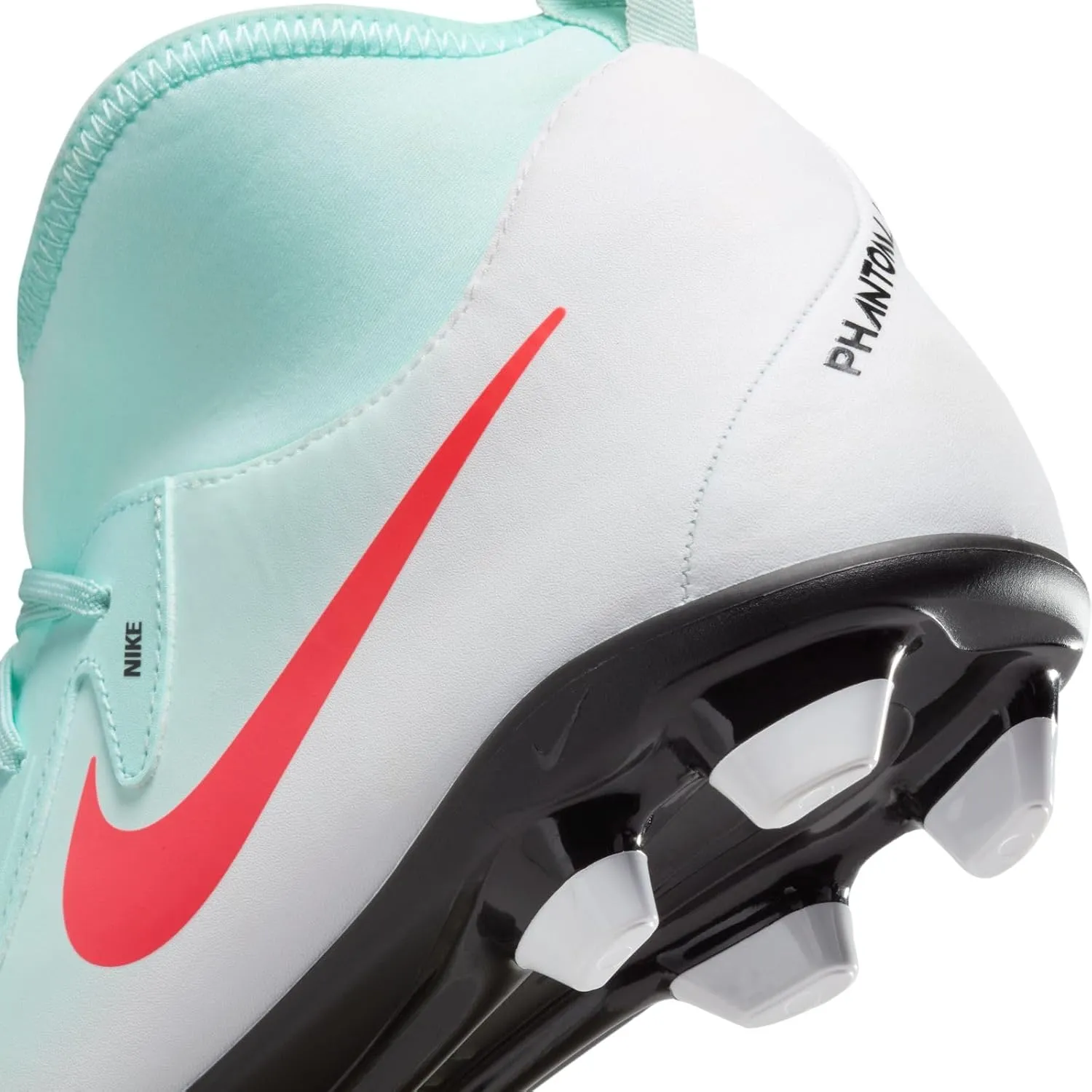 Nike Phantom Luna 2 Club MG High-Top Soccer Cleats (FJ2558-300, Mint/Off Noir/Atomic Red)