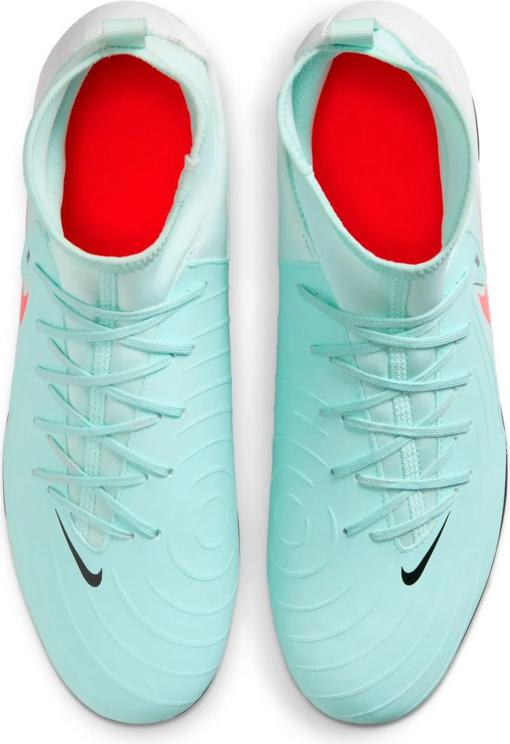 Nike Phantom Luna 2 Club MG High-Top Soccer Cleats (FJ2558-300, Mint/Off Noir/Atomic Red)