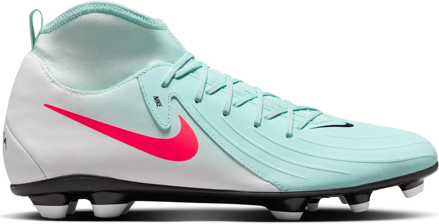 Nike Phantom Luna 2 Club MG High-Top Soccer Cleats (FJ2558-300, Mint/Off Noir/Atomic Red)