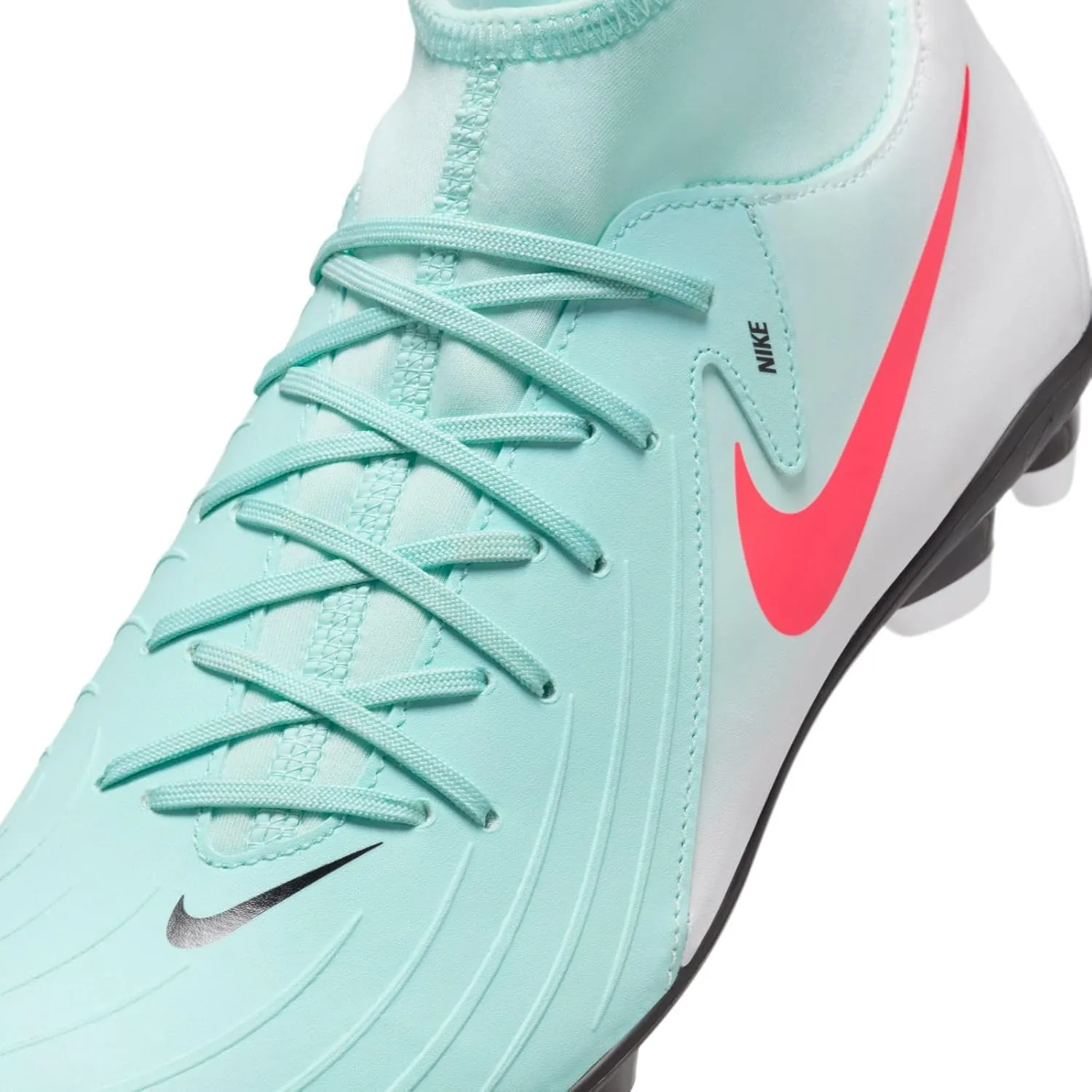 Nike Phantom Luna 2 Club MG High-Top Soccer Cleats (FJ2558-300, Mint/Off Noir/Atomic Red)