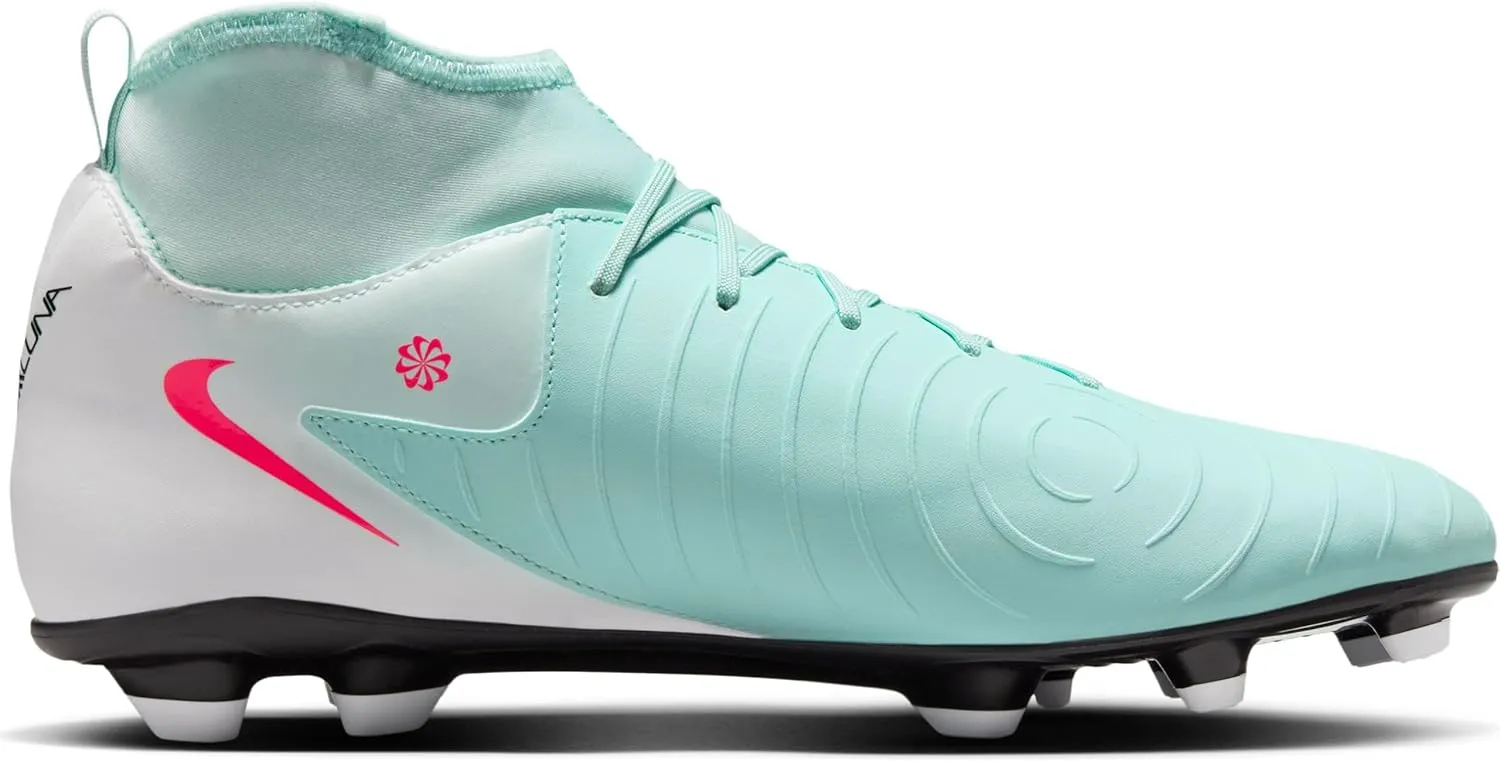 Nike Phantom Luna 2 Club MG High-Top Soccer Cleats (FJ2558-300, Mint/Off Noir/Atomic Red)