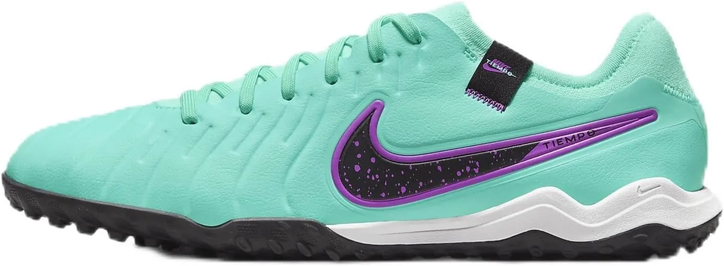 Nike Tiempo Legend 10 Pro Turf Low-Top Soccer Shoes (DV4336-300, Hyper Turquoise/Fuchsia Dream/Black) Size 8.5