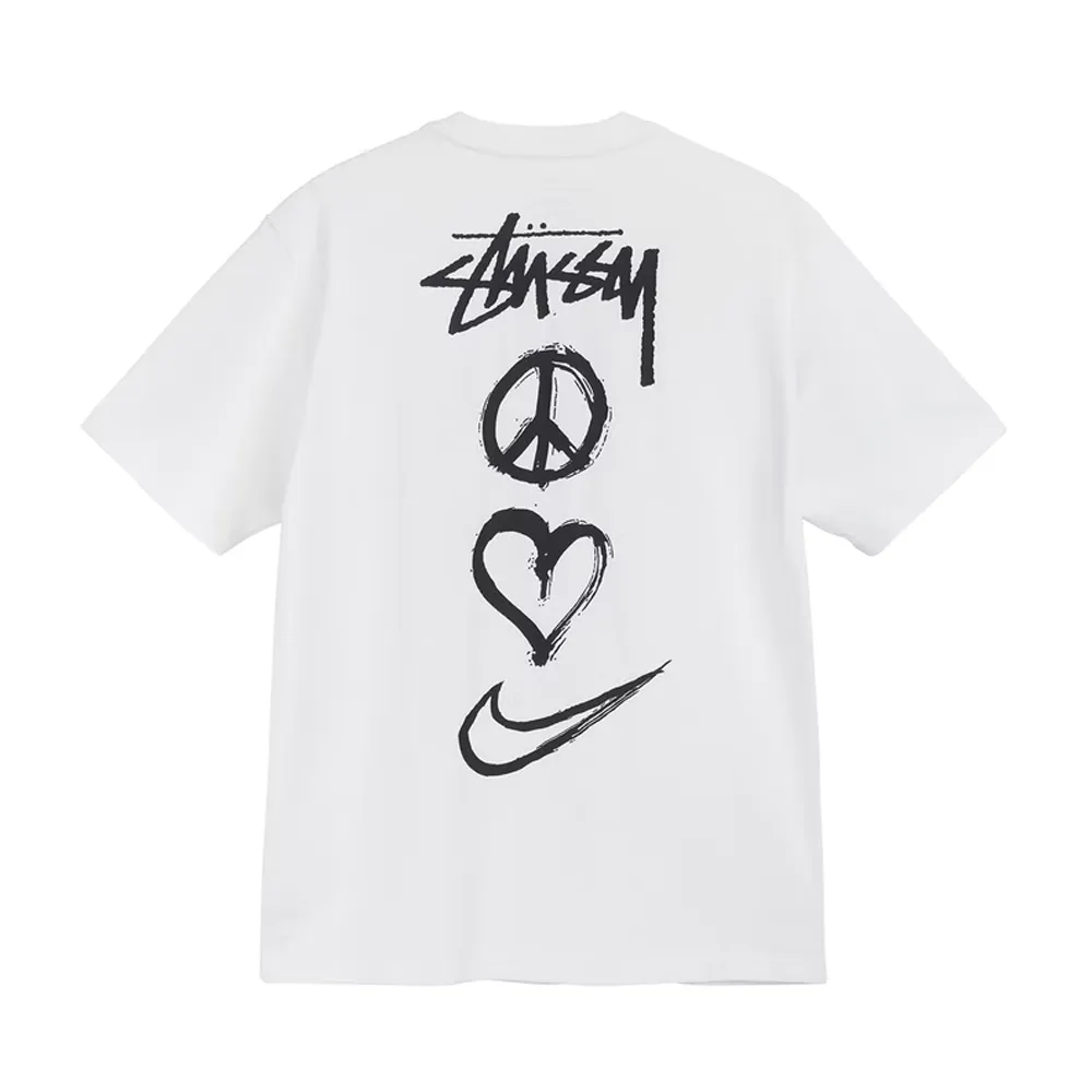 NIKE X STUSSY PEACE LOVE SWOOSH WHITE TEE