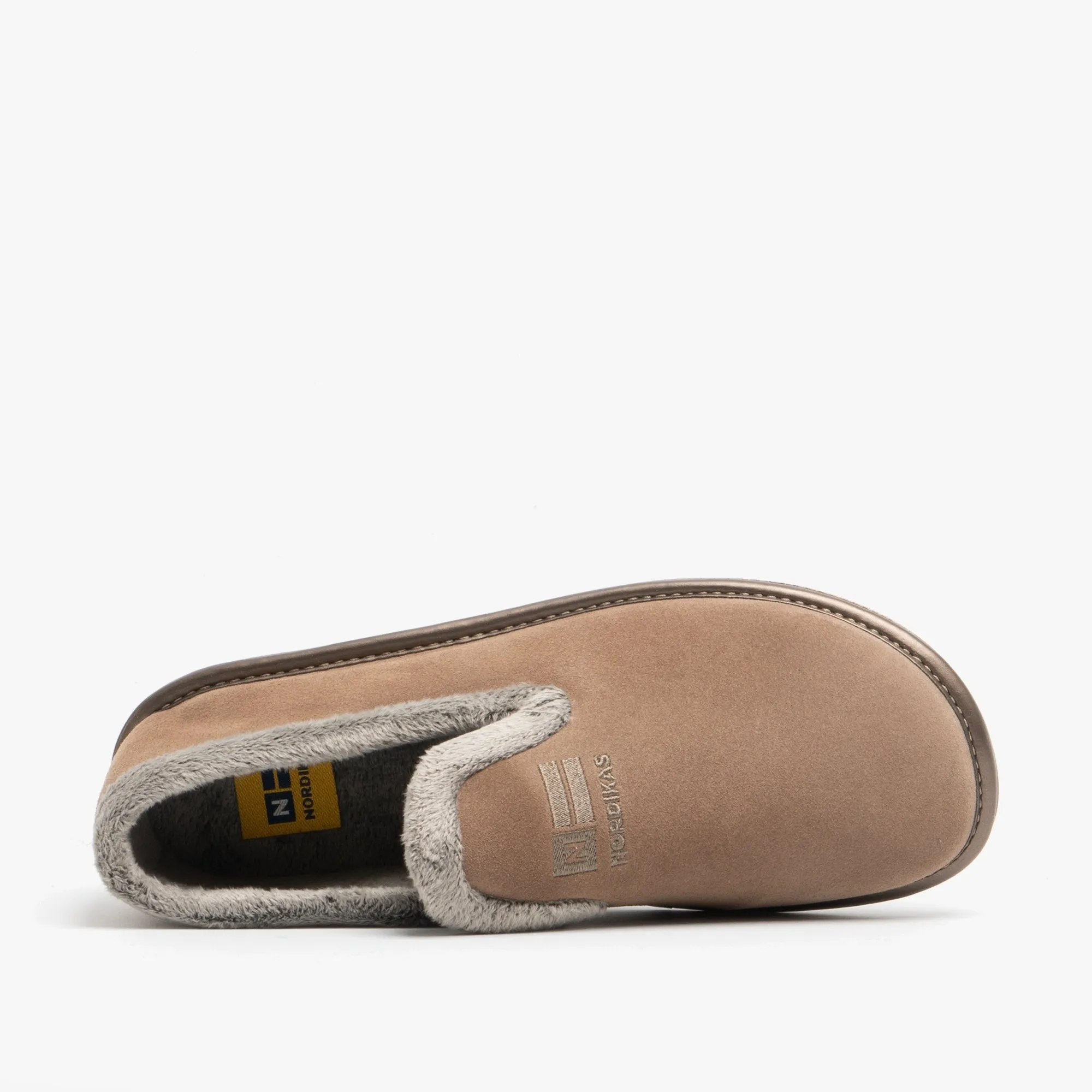 Nordikas 305 (AFELPADO) Womens Suede Full Slippers Brown