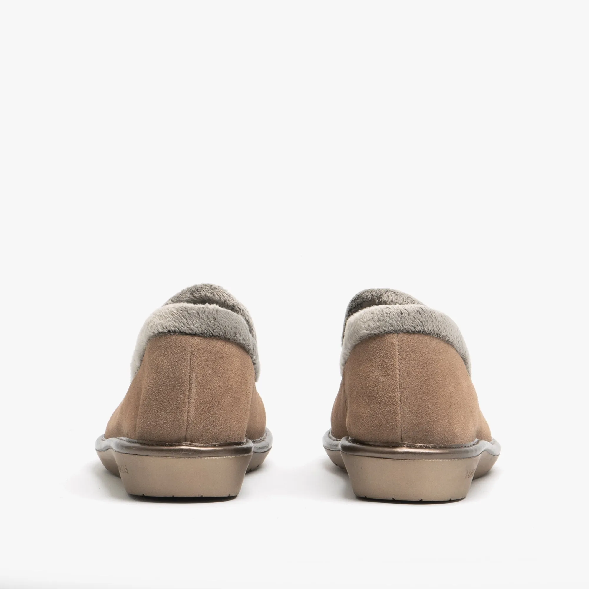 Nordikas 305 (AFELPADO) Womens Suede Full Slippers Brown