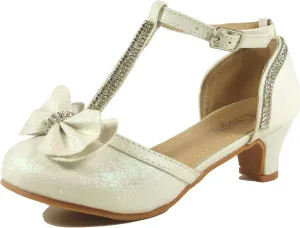 Nova Utopia Toddler Little Girls Low Medium Heel Dress Sandal Flower Girl Shoes (size 9-4)