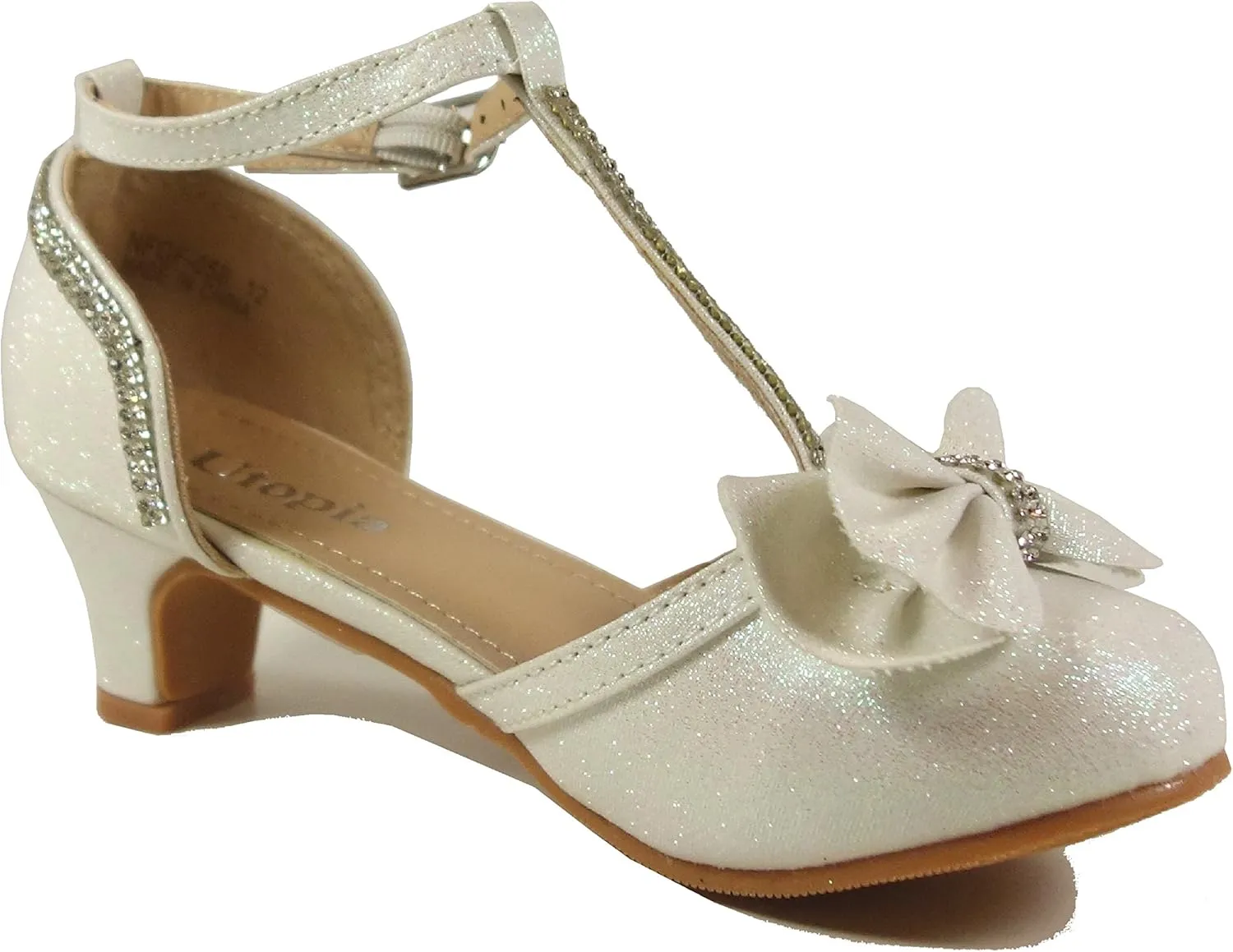 Nova Utopia Toddler Little Girls Low Medium Heel Dress Sandal Flower Girl Shoes (size 9-4)