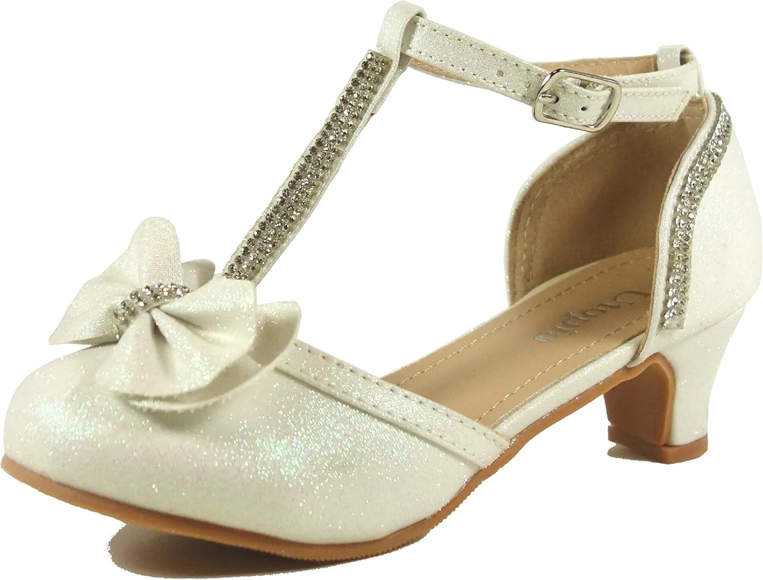 Nova Utopia Toddler Little Girls Low Medium Heel Dress Sandal Flower Girl Shoes (size 9-4)