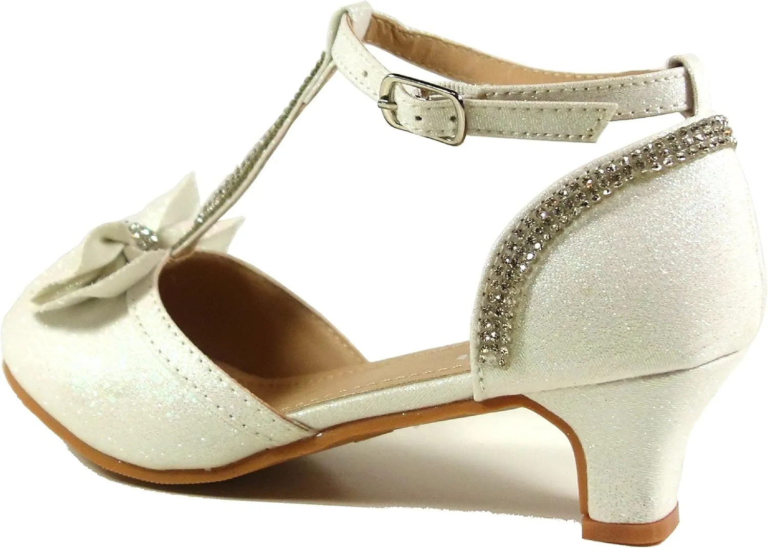 Nova Utopia Toddler Little Girls Low Medium Heel Dress Sandal Flower Girl Shoes (size 9-4)