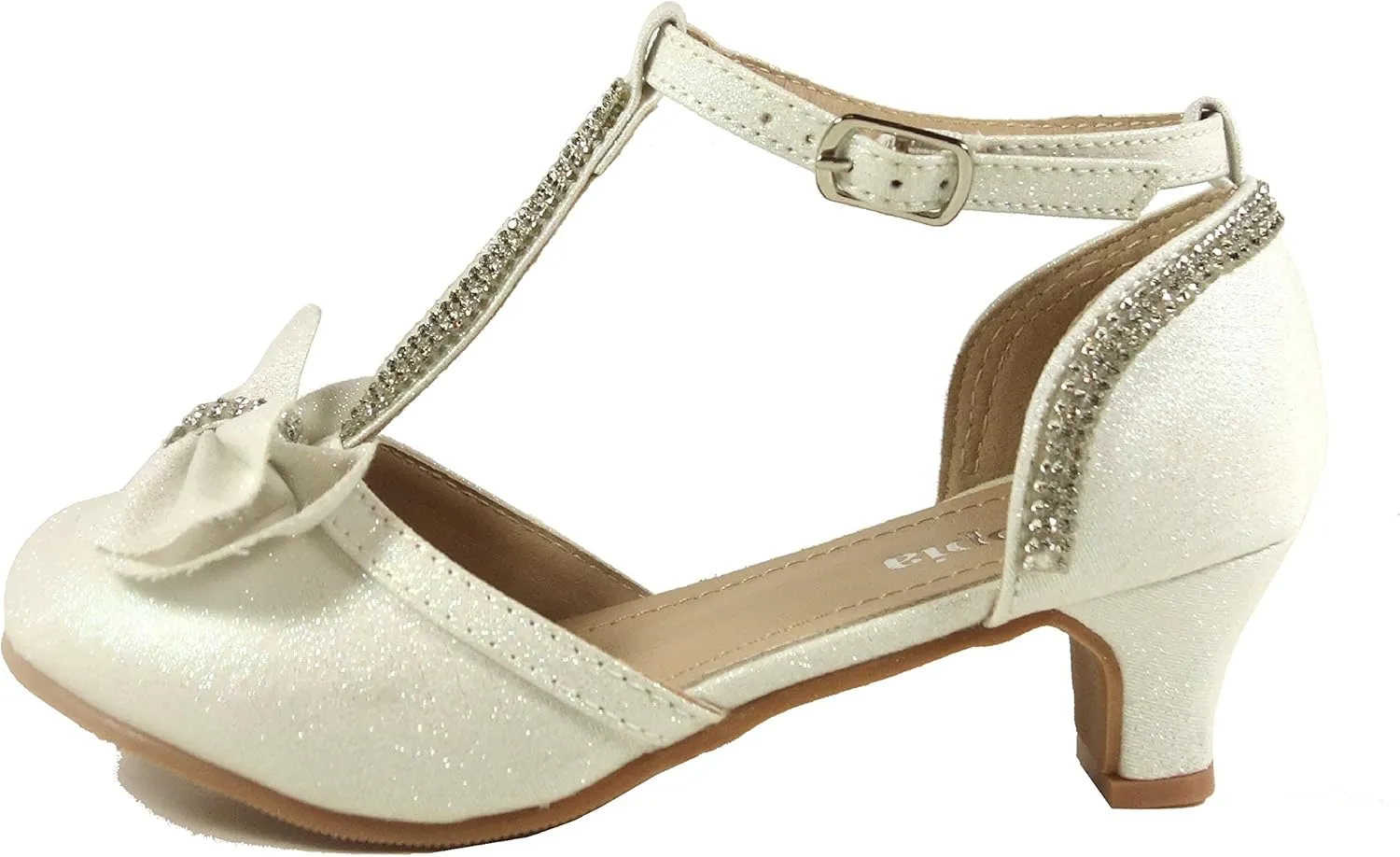 Nova Utopia Toddler Little Girls Low Medium Heel Dress Sandal Flower Girl Shoes (size 9-4)