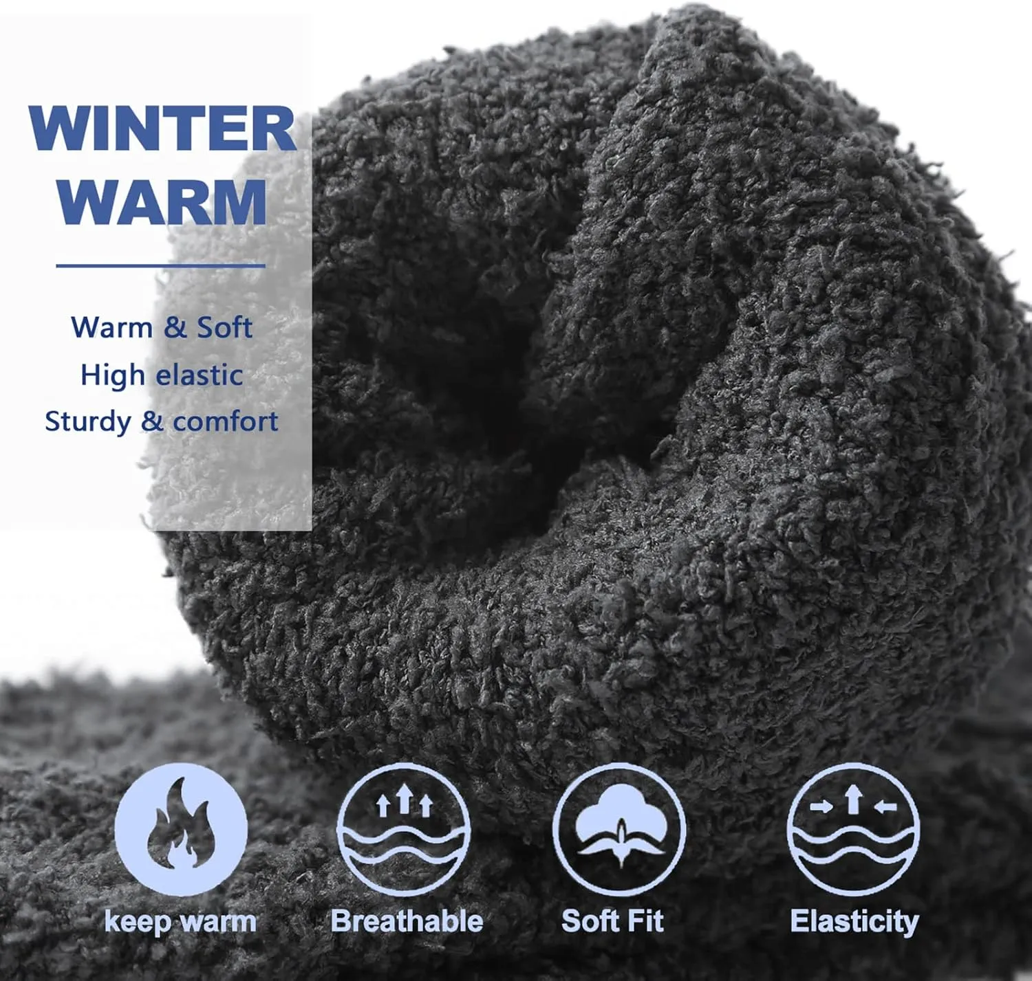 NOVAYARD Non Slip Fuzzy Grippy Sock Warm Fluffy Cozy Fleece Slipper Winter Hospital Socks for Men Women 4 Pairs