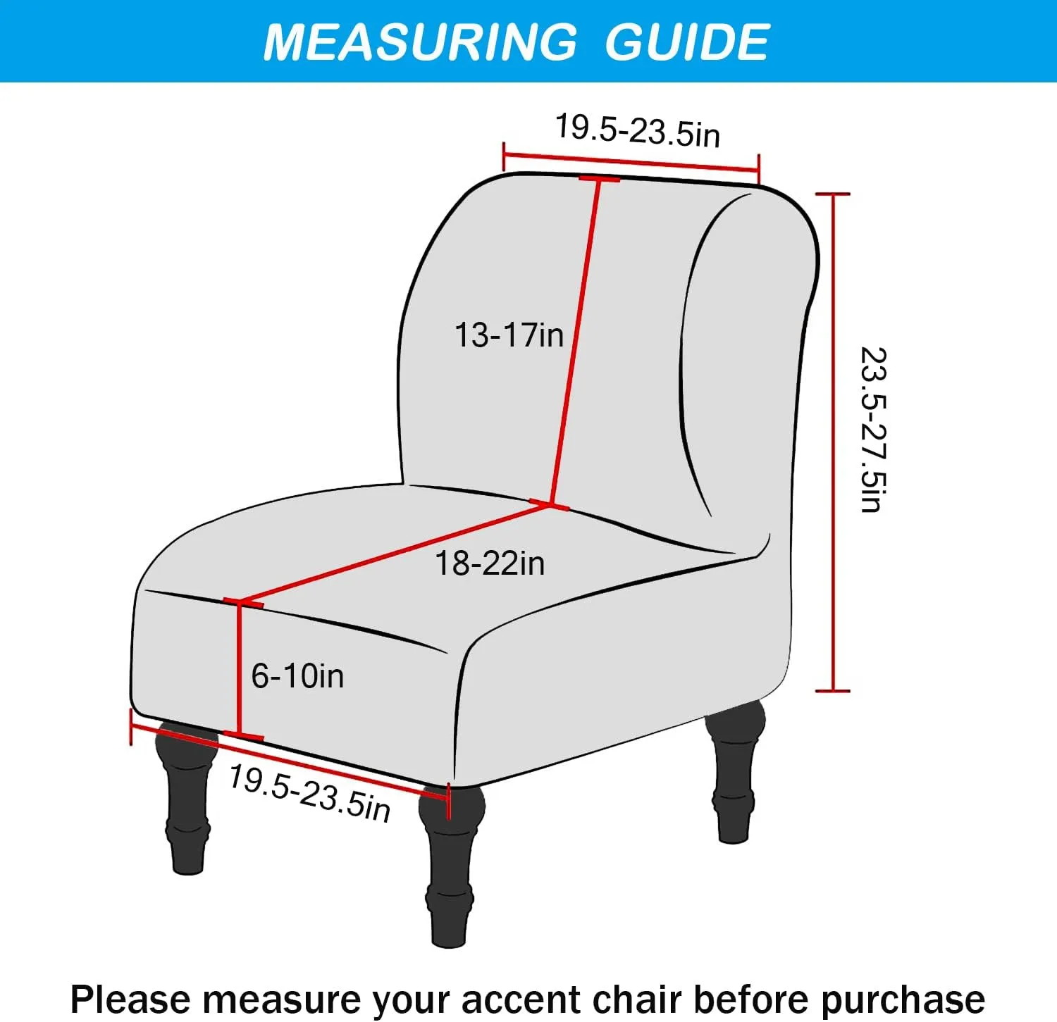 OBCREAT Armless Accent Chair Cover,High Stretch Slipper Chair Slipcovers Soft Velvet Armless Chair Covers with Elastic Bottom Plush Furniture Protector Cover for Living Room Home Hotel (Off White)