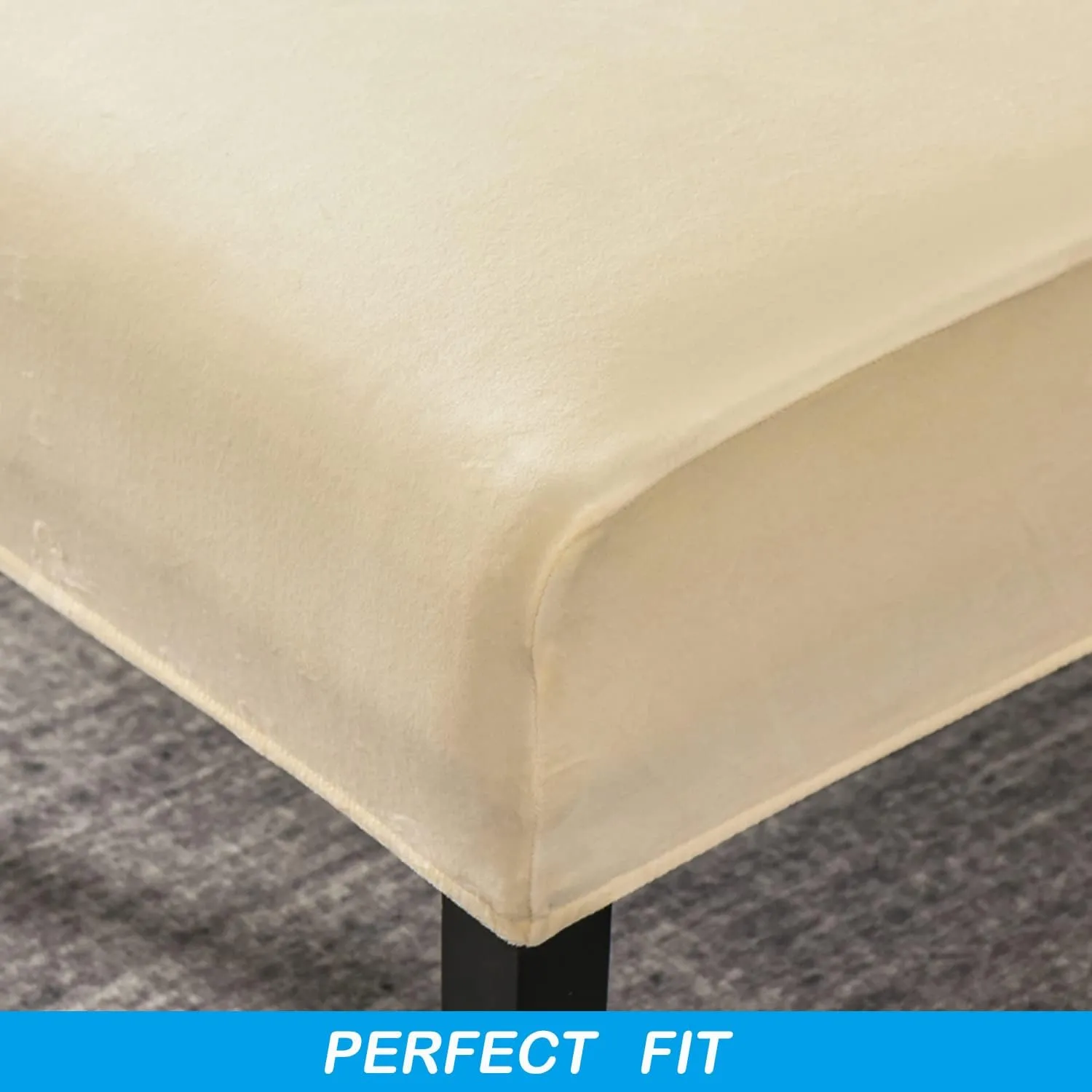 OBCREAT Armless Accent Chair Cover,High Stretch Slipper Chair Slipcovers Soft Velvet Armless Chair Covers with Elastic Bottom Plush Furniture Protector Cover for Living Room Home Hotel (Off White)