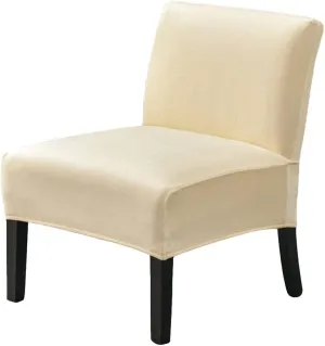OBCREAT Armless Accent Chair Cover,High Stretch Slipper Chair Slipcovers Soft Velvet Armless Chair Covers with Elastic Bottom Plush Furniture Protector Cover for Living Room Home Hotel (Off White)
