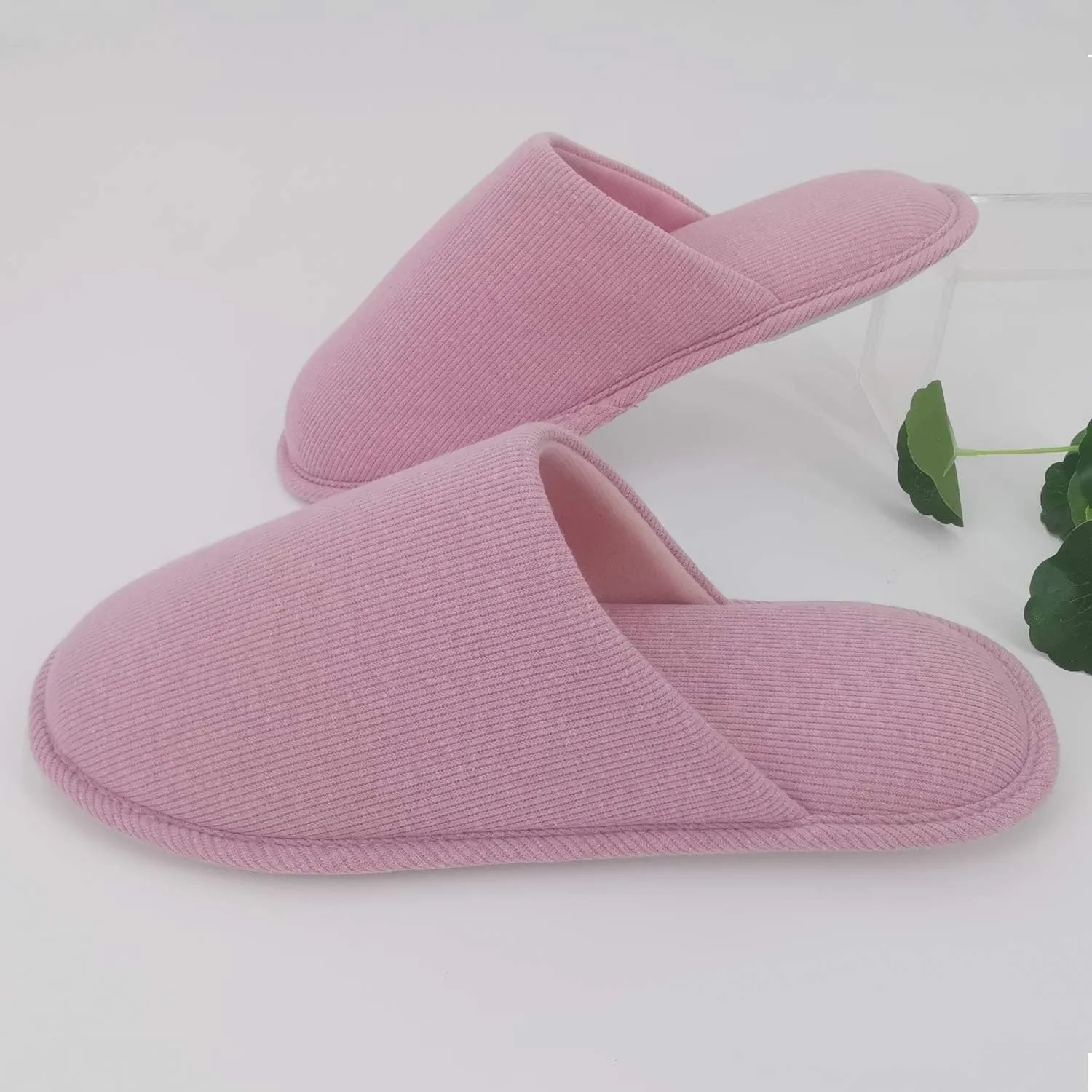 ofoot Womens Indoor Memory Foam Cotton Scuff Slippers Slip On Summer House Shoes Flats Breathable Lightweight Washable Non Skid Rubber Soles