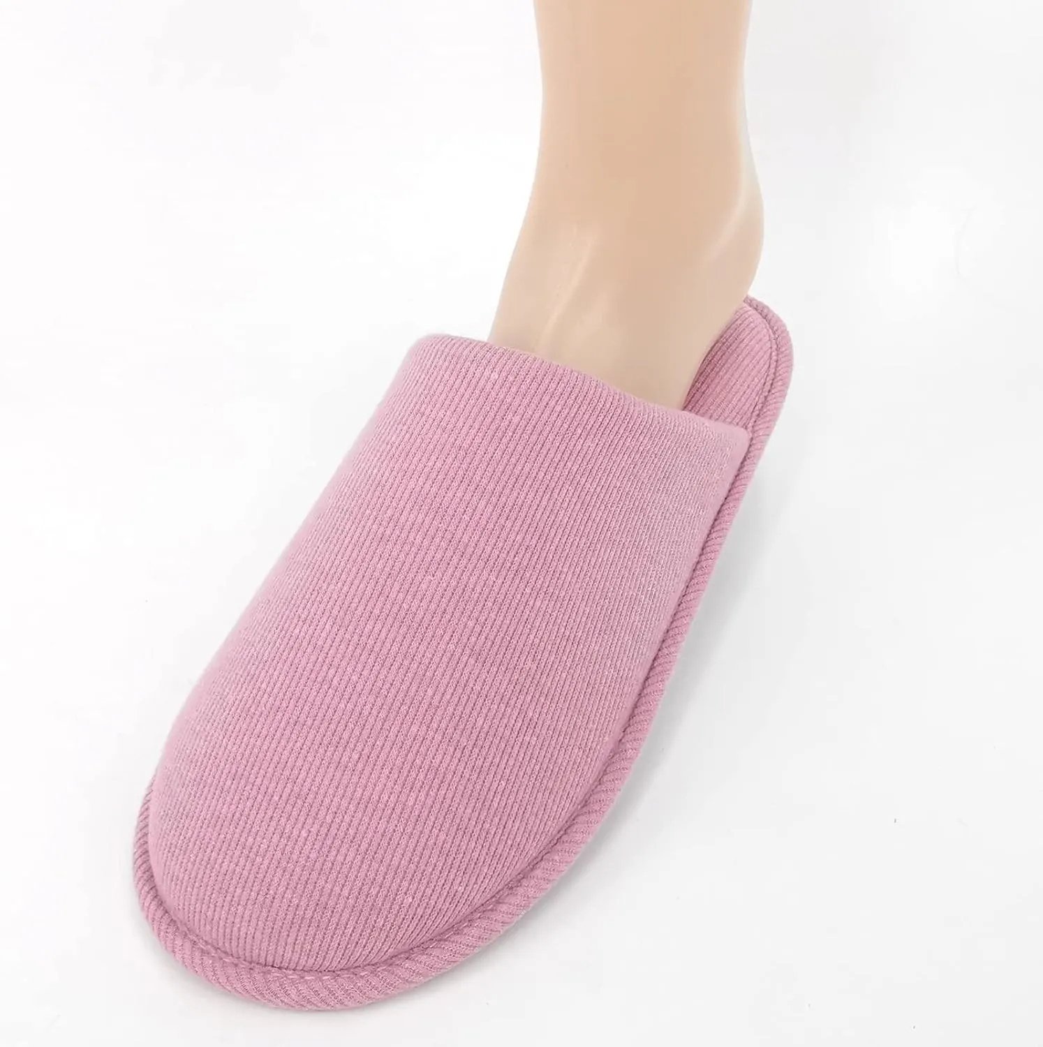 ofoot Womens Indoor Memory Foam Cotton Scuff Slippers Slip On Summer House Shoes Flats Breathable Lightweight Washable Non Skid Rubber Soles