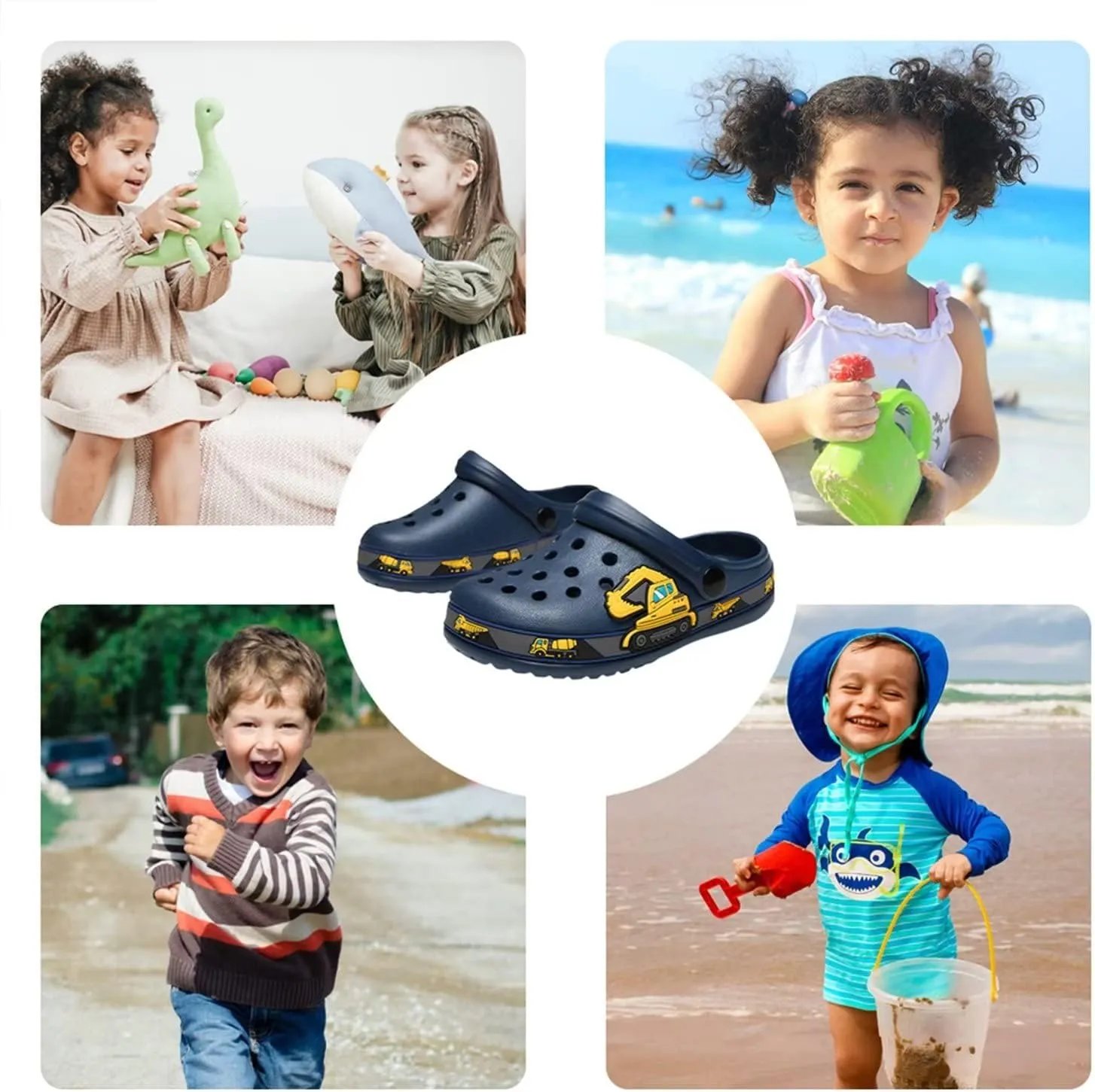 OHSNMAKSL Toddler Clog Slippers Garden Sandals Slip On Water Shoes Sneakers Cartoon Slides for Boys and Girls Children Beach Pool Shower