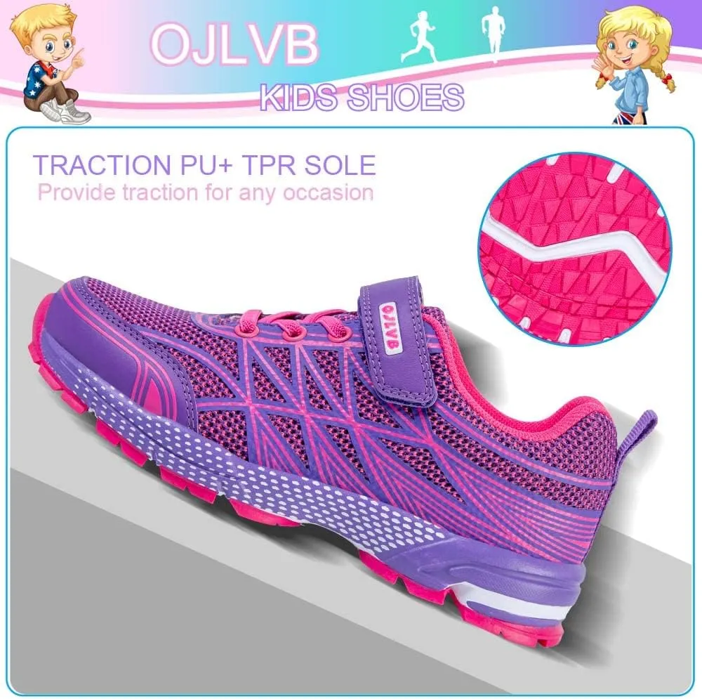 OJLVB Boys Girls Sneakers, Kids Tennis Running Shoes, Athletic Walking Gym Trail Shoe Breathable Lightweight