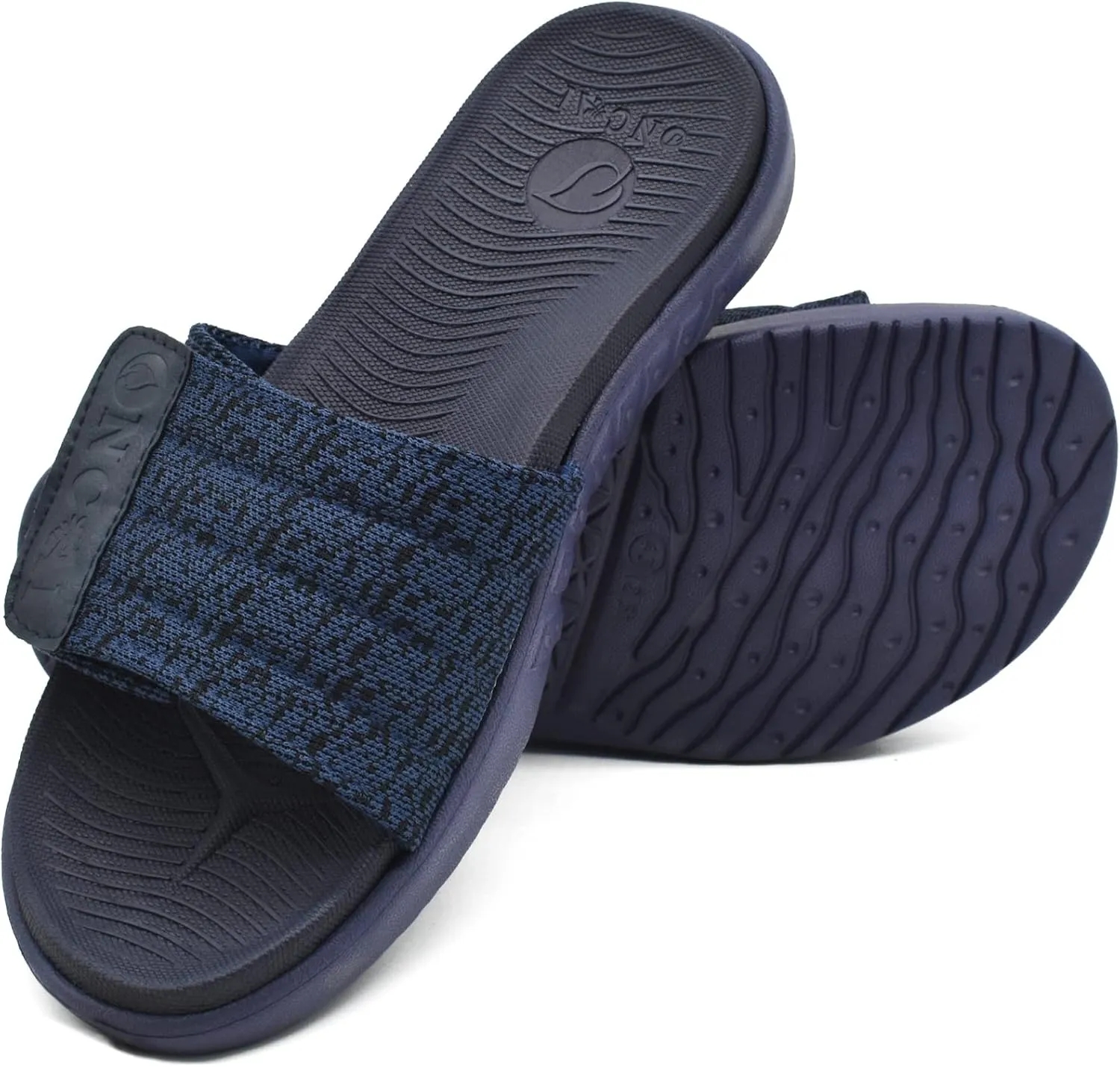 ONCAI Mens Sandals, Arch Support Sport Slides Open Toe Adjustable Straps Orthotic Cushioned Footbed for Plantar Fasciitis Rubber Soles Size 7.5-15