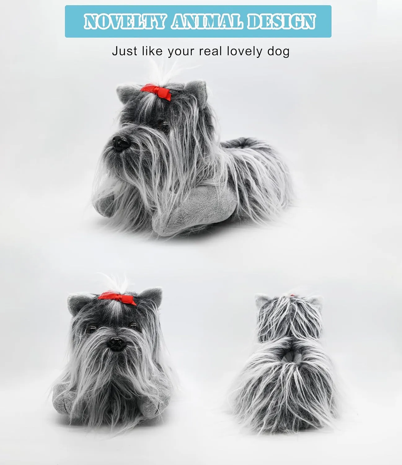 Onmygogo Fuzzy Winter Animal Dog House Slippers for Men and Women