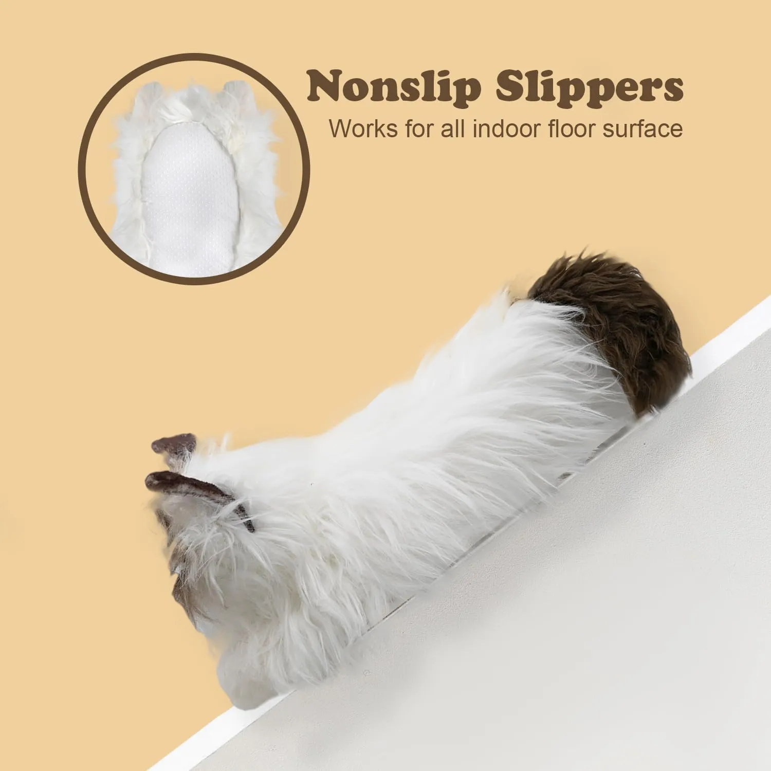 Onmygogo Indoor Fuzzy Winter Animal Cat Plush Slippers for Women Men Kids,Faux Fur,Warm House Slipper