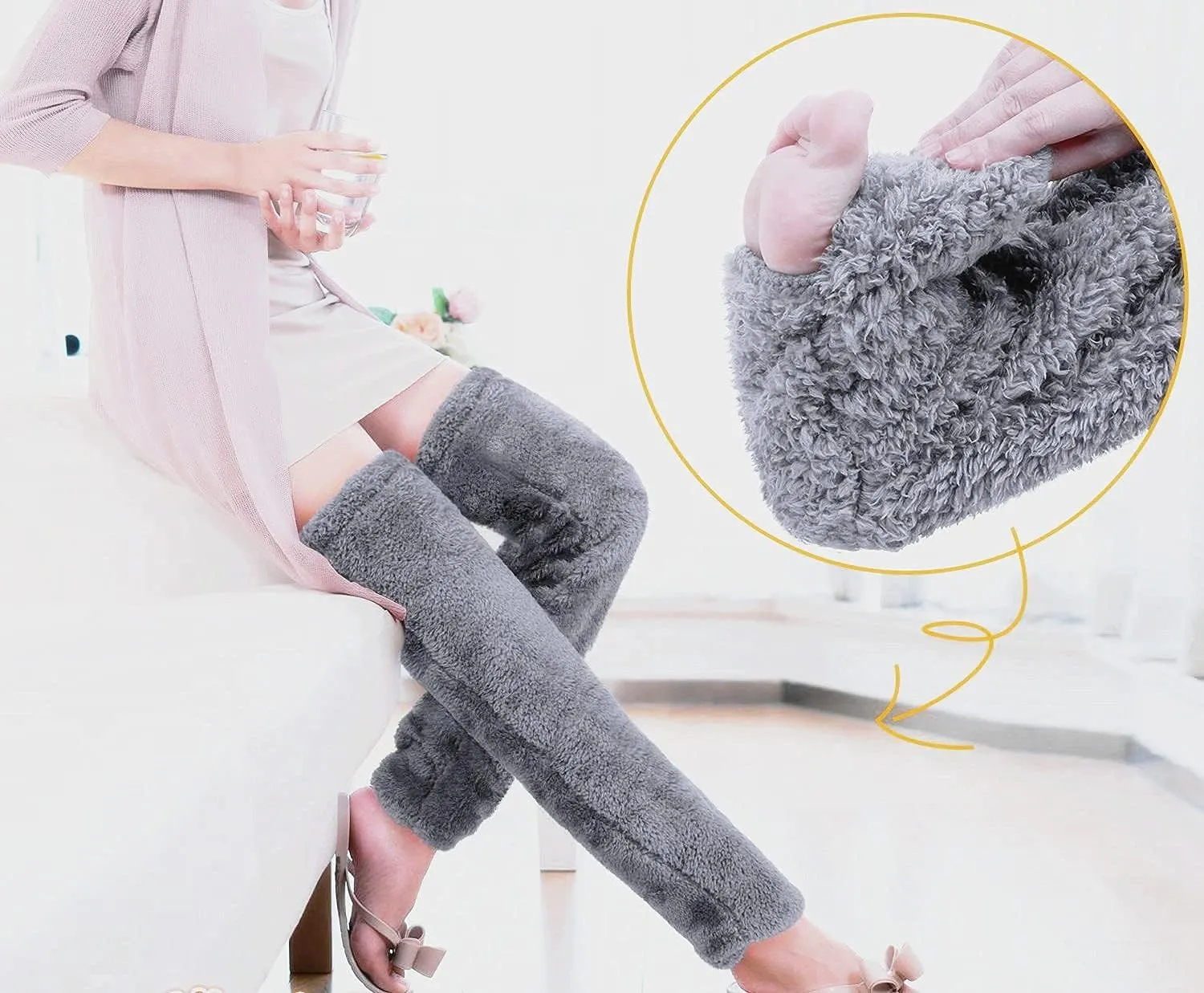 Over Knee High Fuzzy Socks Plush Slipper Stockings Furry Long Leg Warmers Winter Home Sleeping Socks