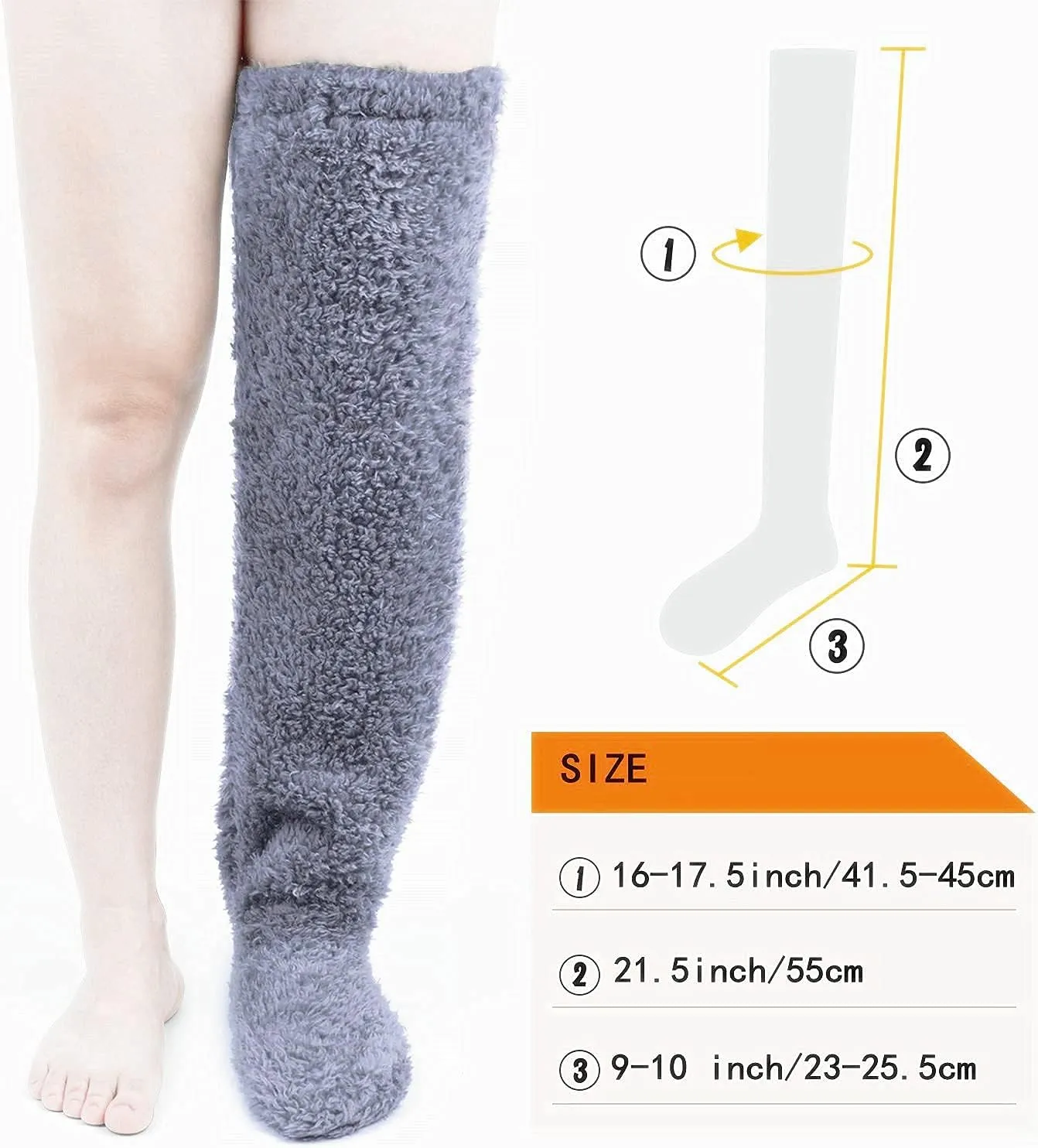 Over Knee High Fuzzy Socks Plush Slipper Stockings Furry Long Leg Warmers Winter Home Sleeping Socks