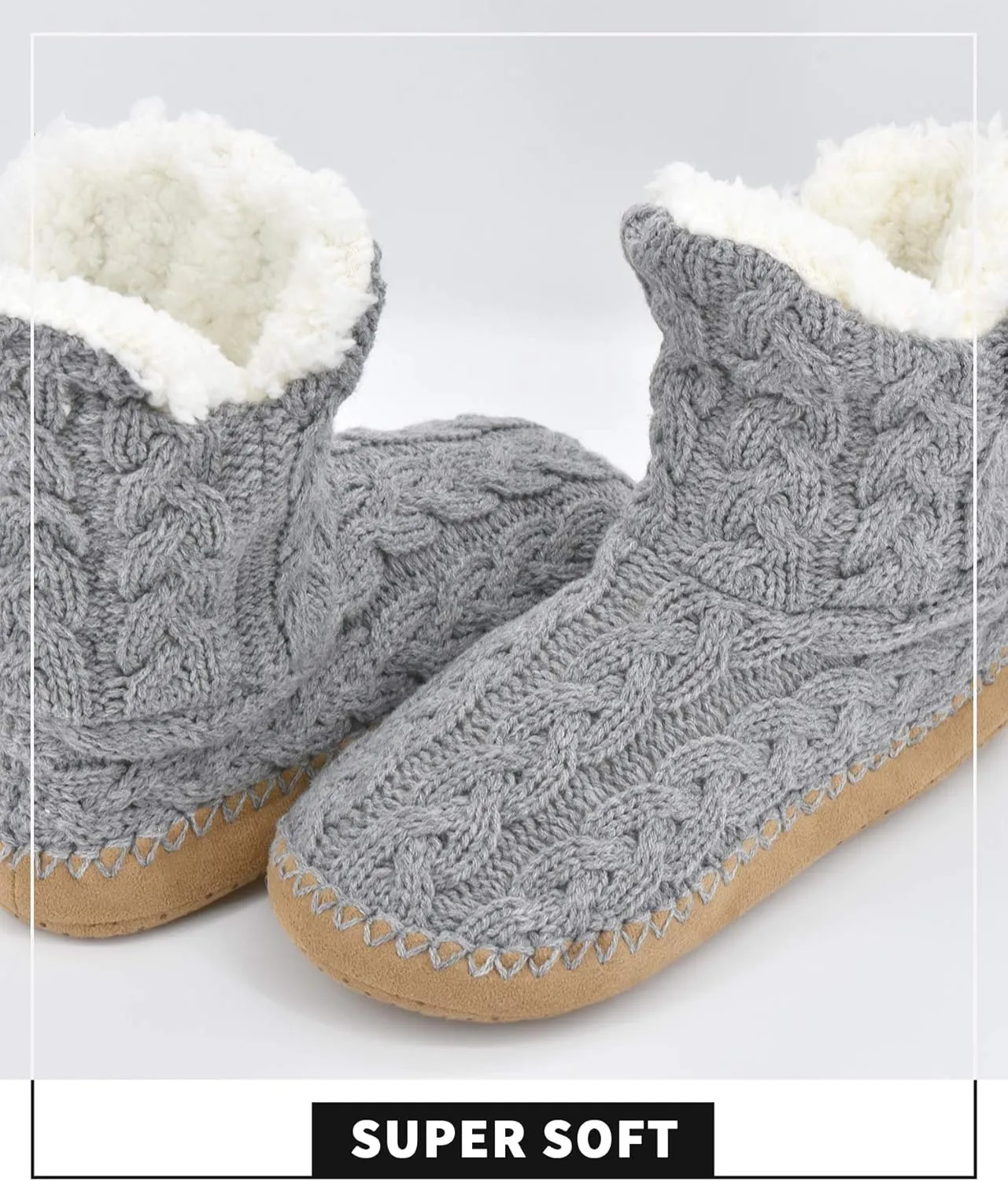 Panda Bros Slipper Socks For Women With Grippers, Fuzzy Womens Slipper Booties With Non Slip Bottoms, Cozy Warm House Slippers