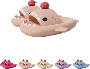 Panda Shark Slides，Strawberry Shark Slides，Unisex Soft Sole Cute Cartoon Non-slip Indoor And Outdoor Shark Slippers.