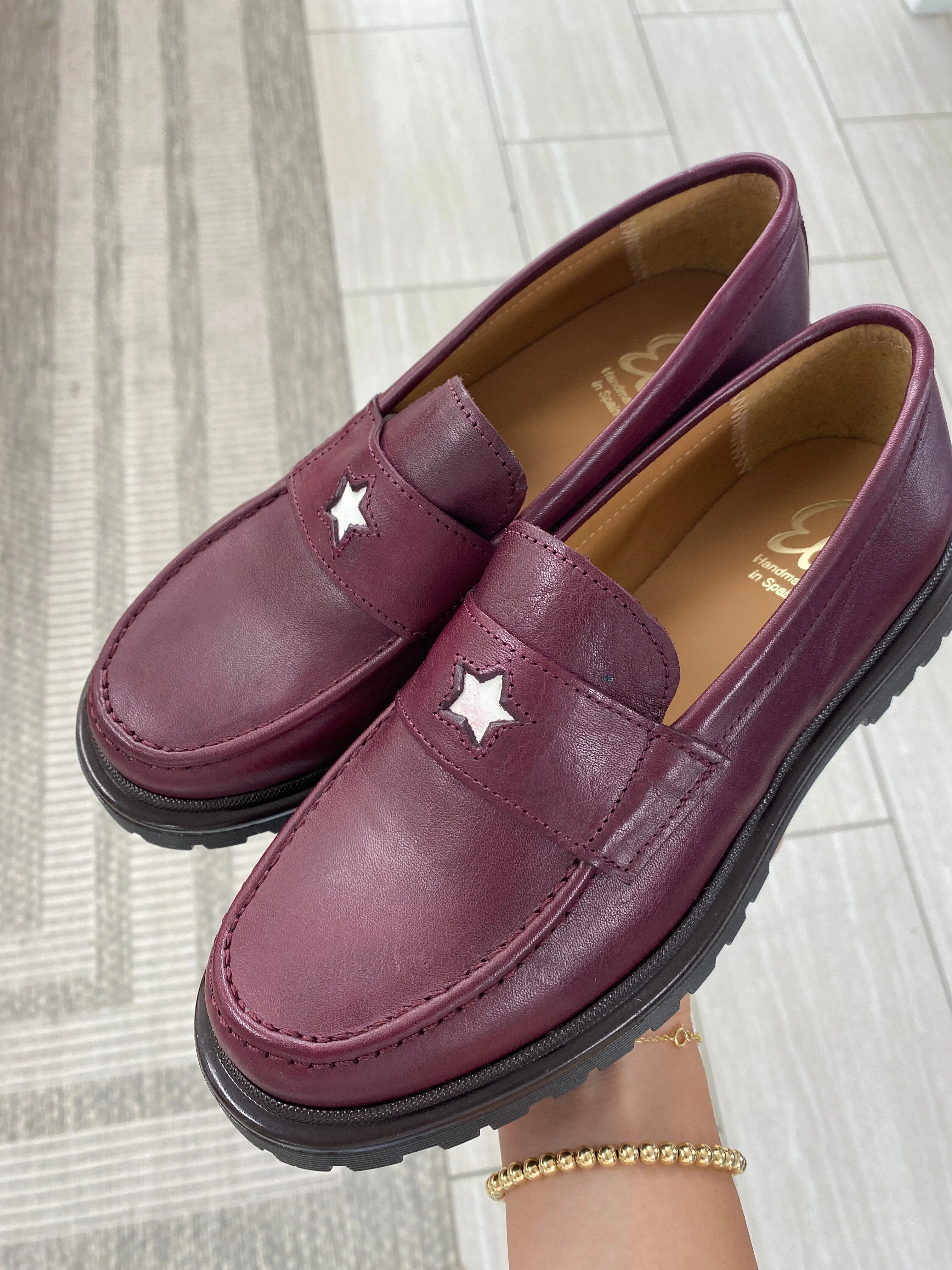 Papanatas Burgundy Star Chunky Loafer