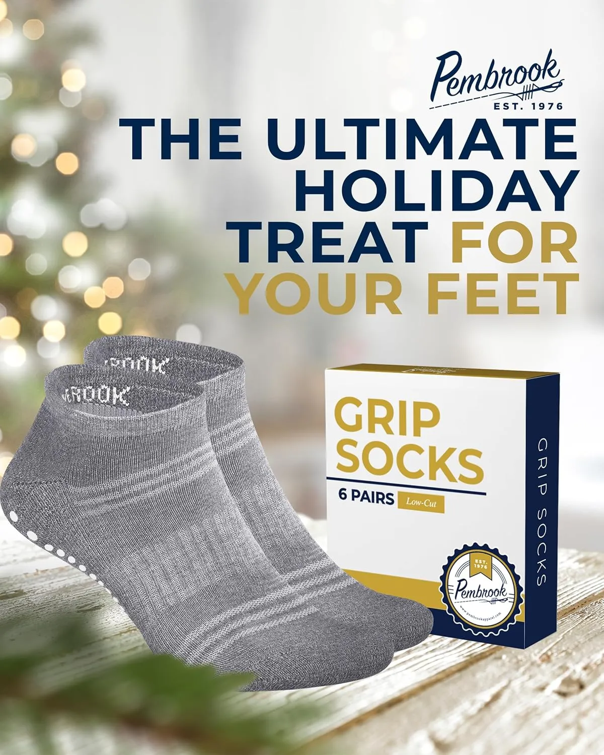 Pembrook Grip Socks - 6 Pairs Barre Socks with Grips for Women & Men | Non Slip Yoga Socks