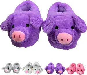 Pig Slippers, Cute Animal Anti-skid Slippers, Autumn Winter Warm Stuffed Cartoon Home Furry Slippers for Women Girl